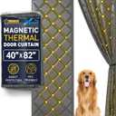 Flux Phenom Thermal Insulated Door Cover - Easy Install - Temperature Protection Barrier, Keeps Warm Air in, 50 Magnets for Secure Gap Free Closure, Magnetic Door Curtain for Winter - 40"x82" (Cool Gray)