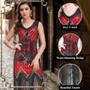 FEPITO 1920s Flapper Dresses for Women, Fringed Sequin Great Gatsby Dress for Women with 20s Accessories, Roaring 20s Costume (S)