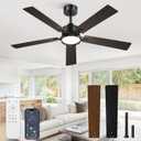 52 Inch Ceiling Fan with Lights and Remote, Smart APP Control, Dimmable with All-Setting Memory, Quiet DC Motor Reversible Blades, Damp Rated Modern Ceiling Fan for Bedroom Patio Living Room