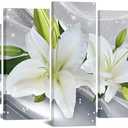 iKNOW FOTO Large 5 Pieces Canvas Wall Art Print Floral Lily Design 60x32 Framed Stretched Artwork Modern Contemporary Flower Painting Home Decor Canvas Prints for Living Room, Bedroom, Office