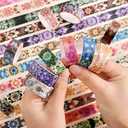 icceemee 36 Rolls Datura Theme Washi Tape Set with Different Colorful Patterns, Writable Decorative Tapes for Scrapbooking, Junk Journal Supplies, Bullet Journaling, 0.45'' x 90'' per Roll