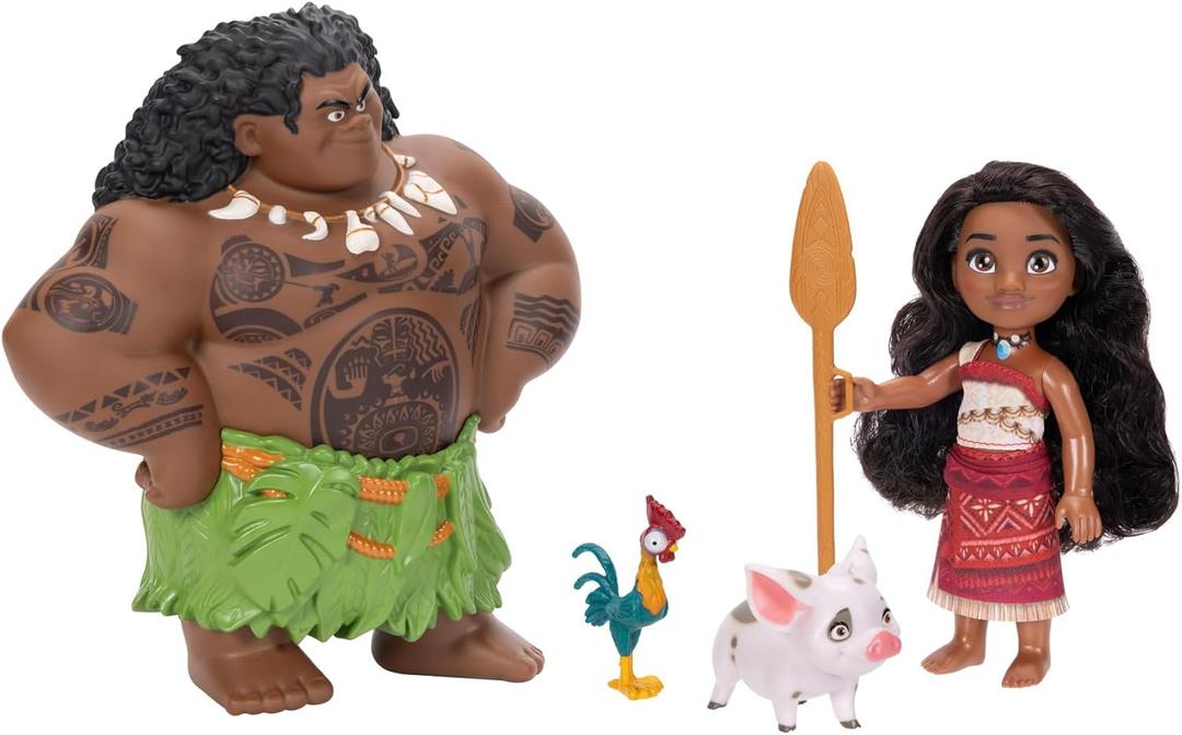 Disney Moana 2 Moana & Maui 6-Inch Petite Doll Gift Set Doll Playset for Girls, Includes Pua and HEI HEI, Officially Licensed, Great Birthday