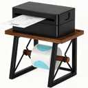 Label Holder for Rolls and Fan-fold Labels, Wooden Label Holder for Desktop Thermal Label Printer, Shipping Printer Accessory for Home, Office, Small Business (Black Walnut)