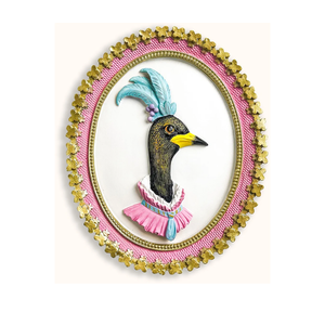 97 Decor Vintage Goose Decor For Home Kitchen - Pink Ovall Wall Art, Handcrafted Wall Sculptures For Living Room Decorations, Unique Walls Pediments For Girls Bedroom, Nursery
