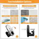 TONIAL Curtain Rods 2 Pack No Drilling 32 to 86 inches, 5/8 Inch Adjustable Curtain Rods for Windows from 54 to 82 Inches, Renter Friendly Drapery Rod with Adhesive Brackets for Apartment, Black