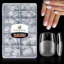 Luckyfairy Square Nail Tips: 240Pcs Short Squoval Soft Gel Tips, Pre-Etched Full Cover Gelly Fake Nails, No Filing Needed, Thin Cuticle & Thick Tip Clear Extension System for DIY Home Salon 12 Sizes