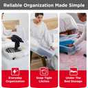 Rubbermaid 70 Quart Under the Bed Low Profile Storage Boxes with Dual Hinged Lids and Easy Rolling Caster Wheels, Clear, 2 Pack