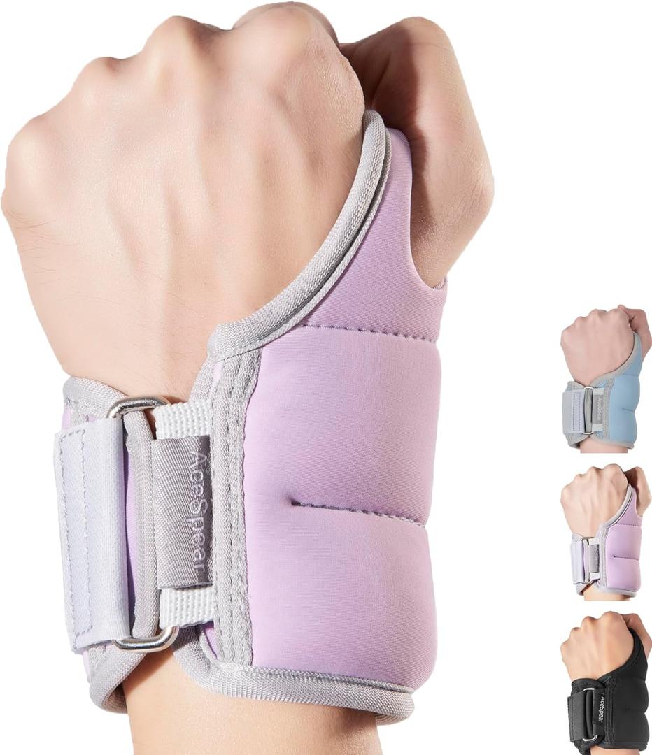 AceSpear Wrist Weights with Thumb Loops Lock, Set of 2, 2x1lb, 2x2lbs, 2x3lbs, Purple Blue Weighted Gloves for Men Women Hand Weights for Running Walking