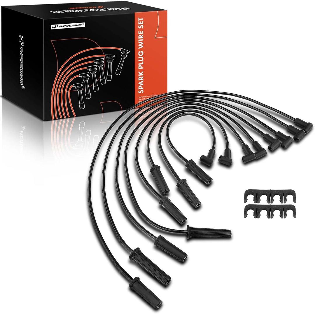 A-Premium Ignition Spark Plug Wires Set of 8 Compatible with Jeep Grand Cherokee Commander & Dodge Ram 1500 Durango Dakota & Chrysler Aspen V8 4.7L