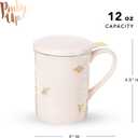 Pinky Up Annette Ceramic Tea Cup with Infuser and Lid, Travel Mug for Loose Leaf Teas, Home Office, Camping, Picnic Party, 12 oz, Set of 1, Honeycomb