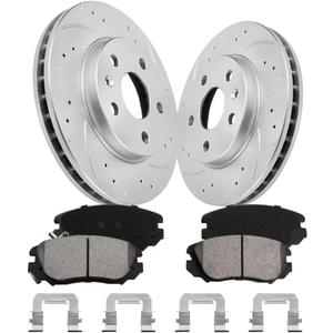 Brake Pads And Rotors Kit Compatible With 2013-2015 Chevrolet Malibu, 2016 Limited, Front Automotive Replacement Brake Kits 55184 D1421-8536 Drilled And Slotted Rotors Geomet 296mm (11.7in)