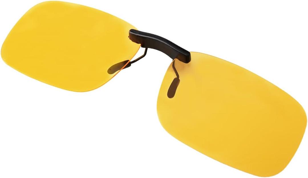 Night Driving Glasses Clip On Night Vision Glasses, Anti Glare HD Polarized Yellow Lens Compact Fit Non-Flip Up