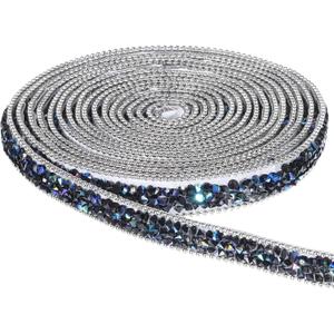 3 Yards Black Rhinestone Stickers, Adhesive Black Rhinestone Strips, Crystal Ribbons for Wedding, Birthday, DIY Crafts, Valentine Decorations (0.4 inch Wide)