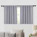 RYB HOME Bedroom Curtains, Room Darkening Thermal Insulated Curtain Back Tab Pleat Drapes Decent Window Treatment for Home Office Playroom Living Room, W42 x L36 inches, Sliver Grey, 2 Panels