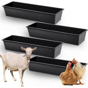Geelin 4 Pcs 12 Gallon/48 Quart Large Capacity Livestock Water Trough 39" Long Livestock Feeding Trough for Pig Calves Sheep Horses Alpacas and Goats Farm Animal Feeding(Plastic)