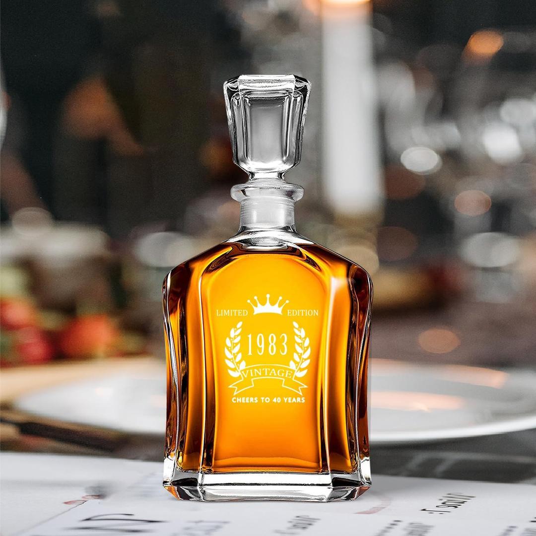 Aged to Perfection Whiskey Decanter, Cheers to 40 years, 40th year birthday Gift, Birthday Gift to him