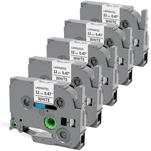 Labelife Label Maker Tape 12mm 0.47 Laminated White, Replacement for Brother P Touch Label Tape TZe-231 TZe231 TZe TZ Tape, Compatible with PT-D210 D220 H110 D200 D400 D410 D610BT, 12mm x 8m, 6 ,Pack