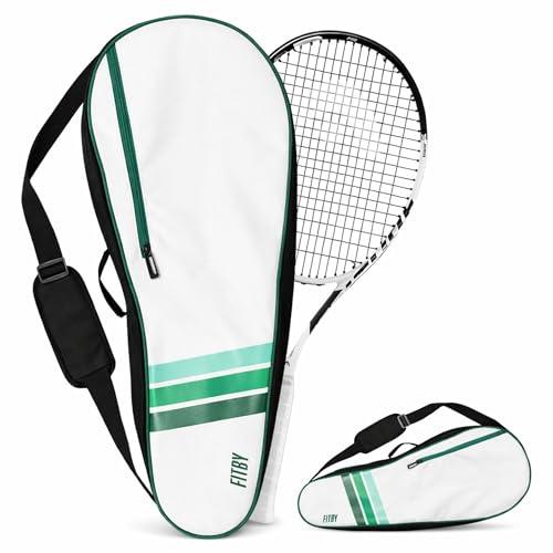 Tennis Bag for Men & Women - Lightweight Durable Racquet Bag with Adjustable Shoulder Strap & Side Pockets - Fits Multiple Racquets - White Tennis Racket Cover (27" x 10")