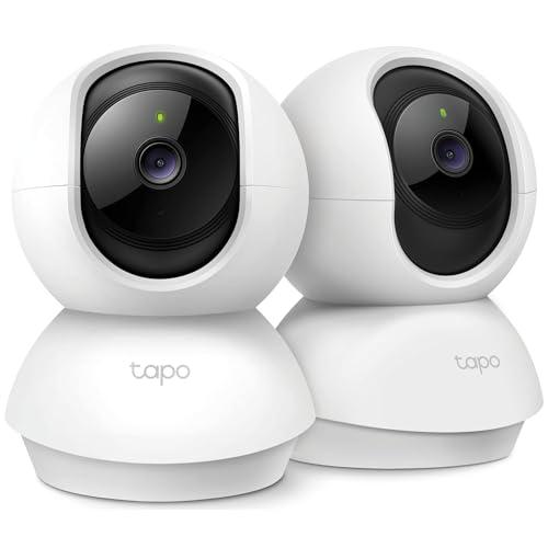 Tapo 2K Pan/Tilt Security Camera for Baby Monitor, Dog Camera w/Motion Detection, 2-Way Audio Siren, Night Vision, Cloud&SD Card Storage, Works w/Alexa & Google Assistant, 2-Pack (Tapo C210P2)