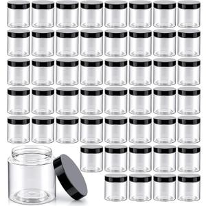50 Pack 4 oz Clear Plastic Jars with Lids - Small/Mini Containers for Slime, Ointments, Lip Balm, Creams, Samples, Eyeshadow, Travel Storage, Makeup, Lotion and Body Butter
