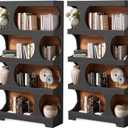 LITTLE TREE 4-Tier Large Bookshelf Set 2, All Wooden 70.8-Inch Tall Bookcase with Storage Shelves, Modern Display Rack, Black Open Book Shelf for Living Room, Bedroom, Office
