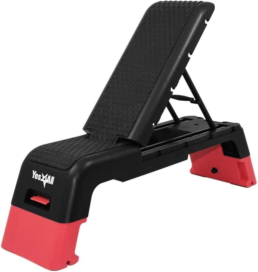 Yes4All Multifunctional Aerobic Deck - Versatile Fitness Station, Weight Bench, Aerobic Stepper, Plyometrics Box for Cardio Workouts and Strength Training (B.Red/Black)