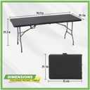 BestOffice | 6FT Folding Table | Black | Portable Plastic Table