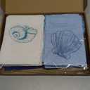 Abbylike 24 Pcs Coastal Burlap Gift Bags 5 x 7 Inch Coastal Blue White Drawstring Bags Bulk for Candy Treat Party Favors, Summer Wedding Ocean Beach Tropical Party Decor Supplies