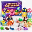 Prefilled 3D Printed Animals Easter Eggs - 12Pcs Prefilled Easter Eggs with Toys - Pre Filled Mini 3D Printed Animals Easter Eggs - Wigglitz 3D Fidget Toys Animals Assorted for Boys Girls