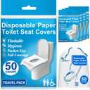 Disposable Toilet Seat Covers Flushable XL 50 Pack  Adults & Kids Potty Training Travel Toilet Seat Cover  100% Biodegradable Public Restroom Protection for Airplane, Camping, Festivals