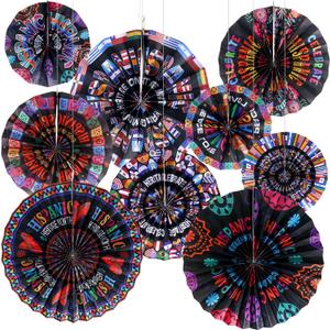 Outus 9 Pcs Hispanic Heritage Month Decorations Spanish Hanging Fans Latin American Paper Fans National Hispanic Heritage Month Hanging Decor Bulletin Board Classroom Decor for Ceiling Wall Home