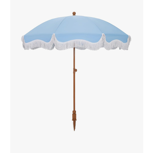 HERA'S PALACE 7ft Heavy Duty Beach Umbrella with Sand Anchor, Fringe Umbrella for Sand, UV 50+, Patio Umbrella with Tilt Pole for Garden Pool Backyard