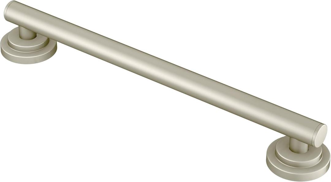 Moen YG0718BN Bathroom Safety 18-Inch Stainless Steel Modern Bathroom Grab Bar, Brushed Nickel