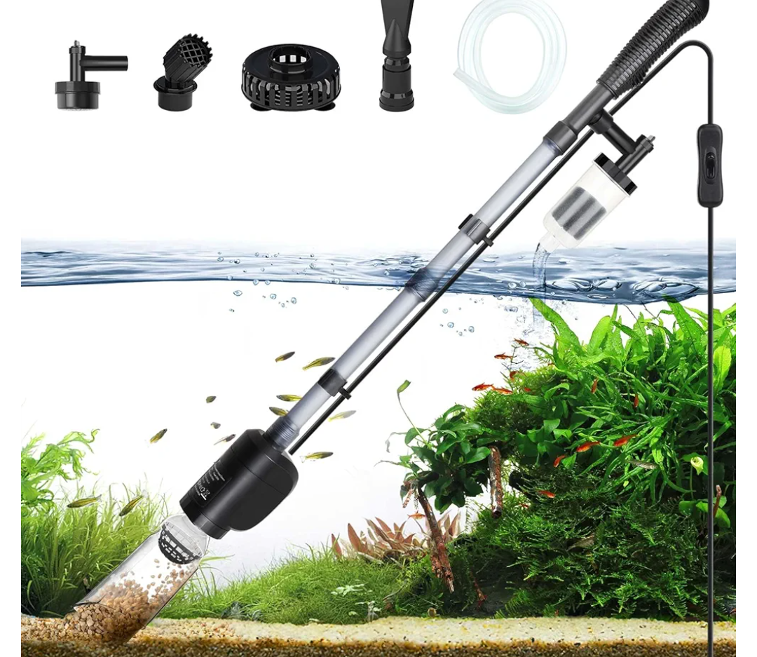 AQQA Electric Aquarium Vacuum Gravel Cleaner & Water Changer 6-in-1 Multi-Functional Fish & Turtle Tank Cleaning Tools for Water Cleaning & Circulation (20W, 320GPH)