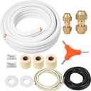 25 Ft Mini Split Line Set 3/8" & 1/4" O.D. Copper Pipes Tubing with Flared Nuts and 3/8" Thickened PE Insulated Coil Kit for Mini Split Air Conditioner & Heat System