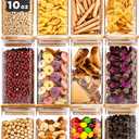 Glass Food Storage Jars Square 10oz, 12 Pack Glass Jars With Bamboo Lids, Kitchen Storage Containers For Spice, Candy, Cookie, Storage For Pantry Organizers