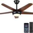 Low Profile Flush Mount Ceiling Fan with Lights - 44IN Modern Indoor/Outdoor Ceiling Fan Light with Remote/APP, Reversible DC Motor with 6 Speeds, Dimming, Brown