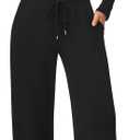 Trendy Queen Women's 2 Piece Matching Lounge Sets Fall Fashion Outfits Henley Neck Sweater Top Wide Leg Pants Sweat Suits Airport Travel Clothes Casual Sweatsuit Loungewear 2025 Black S