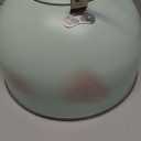 LONFFERY Tea Kettle for Stove Top, 2.5 Quart Whistling Tea Kettle, with Food Grade Stainless Steel and Wood Pattern Folding Handle, Turquoise