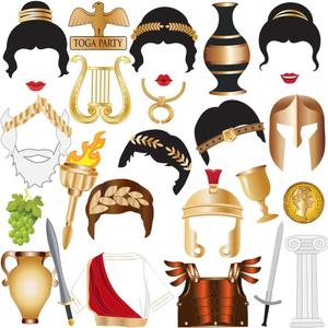 27pcs Toga Party Photo Booth Props, Ancient Greek Photo Booth Props, Tvorvik Toga Party Decorations, Ancient Roman Themed Decorations, Suitable for Greek Mythology Birthday, Gladiator Birthday