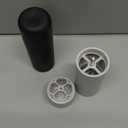 LIBKEN Non-Spill Salt and Pepper Grinder Set - Adjustable Ceramic Grinder - Minimalistic Spice Mill - Easy to Refill Condiments Dispenser - Wood & Soft-Coated Plastic - 6.2 x 2.2 inch (White & Grey)