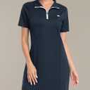MoFiz Women's Golf Tennis Dress Sports Polo Dress Short Sleeve Quick Dry Casual Workwear Button (Blue, M)