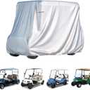 2/4 Passenger Golf Cart Cover for Yamaha EZGO Club Car, 420T Waterproof Polyester with Silver Coating,Waterproof,Dustproof,Windproof,SunproofAll-Weather Protection (95-48-73-sliver)