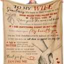 Wife Birthday Gifts from Husband Ideas - Happy Wedding Anniversary Romantic Gifts for Women - I Love You Gift for Her - Mothers Day Birthday Presents for Her - to My Wife Blanket 50"x60"