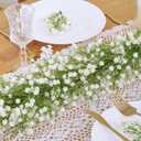 Dolicer 2 Pcs Babys Breath Artificial Flowers Vines, Faux White Hanging Baby Breath Garland, Real Touch Fake Babys Breath Gypsophila for Wedding Party Backdrop Wall Home Decor