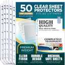 Sheet Protectors for 3 Ring Binder, 50 Pack Premium Clear Page Protector 8.5 x 11 inch, Plastic Sleeves for Binders, Top Loading Paper Sheets Document Sleeve Letter Size, Photo, Office, Home