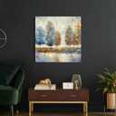 the stream design Tree Canvas Wall Art Painting: Nature Picture Abstract Hand Painted Landscape Print Decor Modern Textured Forest Artwork for Living Room Bedroom Home Office, 24"L x 24"W