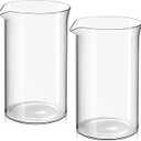 Maxdot 2 Pcs 12 oz French Press Replacement Glass Universal Replacement Beaker for French Press Tea and Coffee Makers Borosilicate 3.3 Glass Spare Carafe