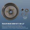 JDMSPEED New Trailer Brake Hub Drum 10" X 2-1/4" Kit 5 on 4.5" Replacement for 3500 Lbs Axle - 22001K 008-247-05, 84546