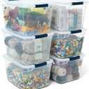 Rubbermaid Cleverstore Clear 32 Qt, 6 Pack Stackable Plastic Storage Containers with Durable Latching Clear Lids, Visible Storage, Great for Closet and Laundry Storage, Organizing in the Home